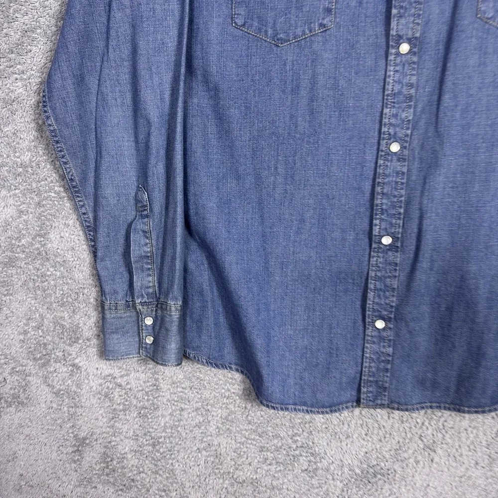Levis Shirt Mens XXL 2XL Denim Pearl Snap Cowboy Western Barstow Medium Wash